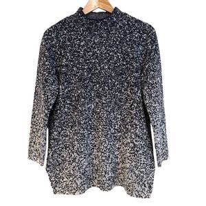 J. Jill Pure Jill Sweater Tunic Charcoal White Knit Ombre Mock Neck Small